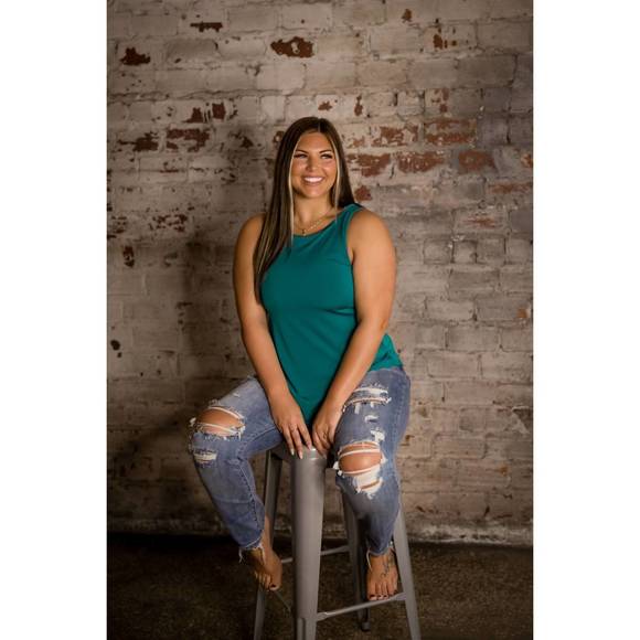 NEW PHIERCE FASHIONS flowy bra free tank top in teal - Picture 1 of 3